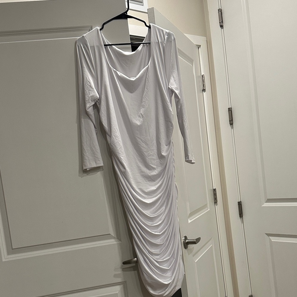 Elegant White Draped Dress